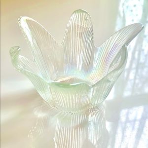 MCM Iridescent Art Glass Flower Petal or Tulip Votive Candle Holder